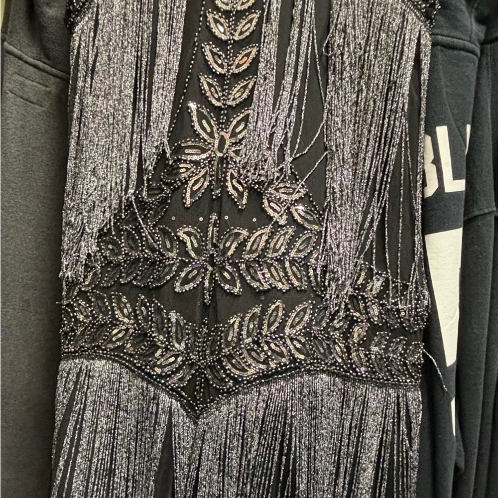 Flapper Black and Silver Fringe Dress - Never Worn